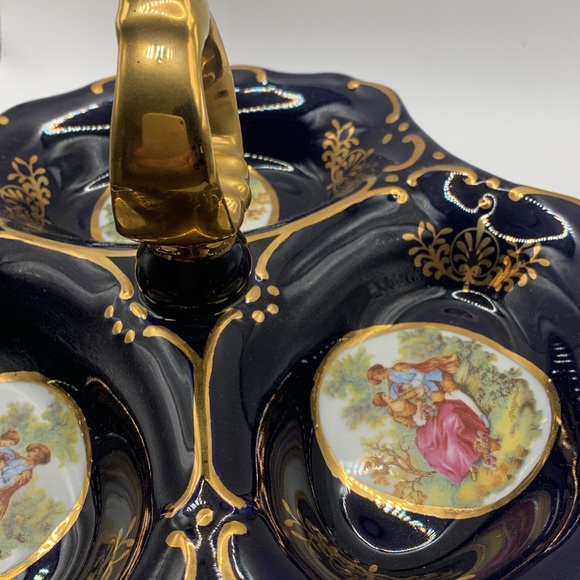 Rare Vintage Conalt Navy/ Gold 3 section Dish - Picture 5 of 8